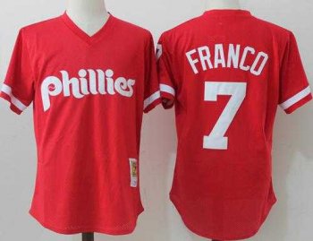 Mitchell And Ness Philadelphia Phillies #7 Maikel Franco Red Throwback Stitched MLB Jersey