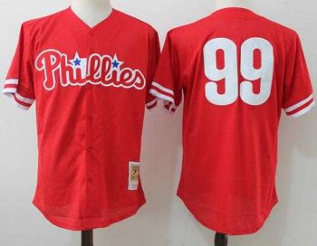 Mitchell And Ness Philadelphia Phillies #99 Mitch Williams Red Throwback Stitched MLB Jersey