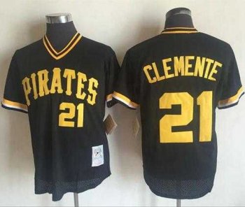 Mitchell and Ness Pittsburgh Pirates #21 Roberto Clemente Stitched Black Throwback MLB Jersey