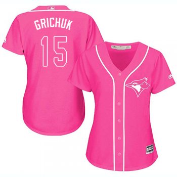 Blue Jays #15 Randal Grichuk Pink Fashion Women's Stitched Baseball Jersey