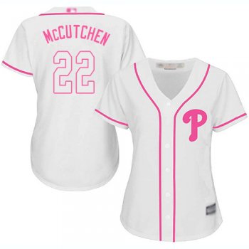 Phillies #22 Andrew McCutchen White/Pink Fashion Women's Stitched Baseball Jersey