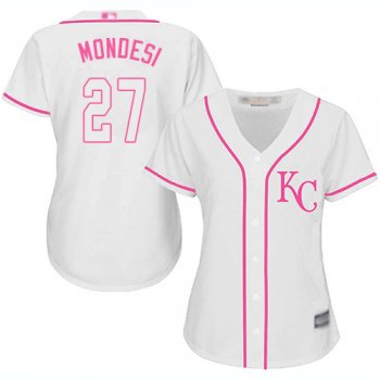 Royals #27 Raul Mondesi White/Pink Fashion Women's Stitched Baseball Jersey