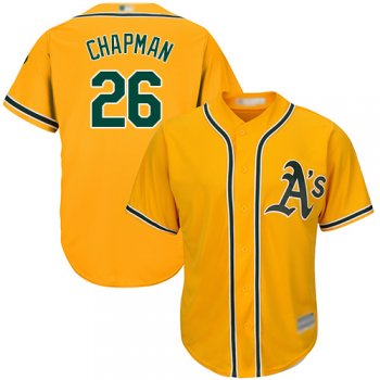 Youth Athletics #26 Matt Chapman Gold Cool Base Stitched Youth Baseball Jersey