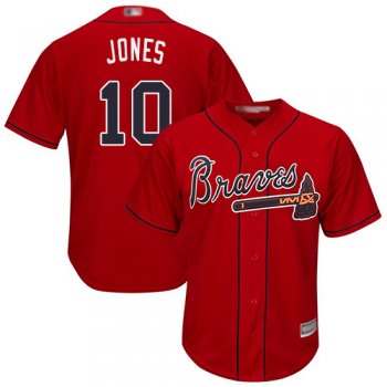 Youth Braves #10 Chipper Jones Red Cool Base Stitched Youth Baseball Jersey