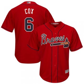 Youth Braves #6 Bobby Cox Red Cool Base Stitched Youth Baseball Jersey