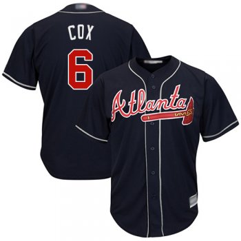 Youth Braves #6 Bobby Cox Navy Blue Cool Base Stitched Youth Baseball Jersey