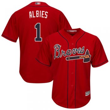 Youth Braves #1 Ozzie Albies Red Cool Base Stitched Youth Baseball Jersey