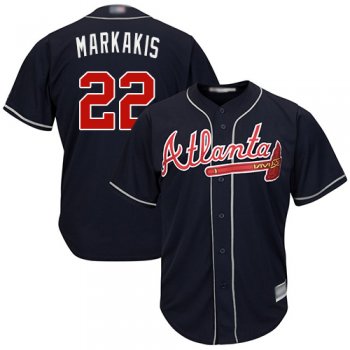 Youth Braves #22 Nick Markakis Navy Blue Cool Base Stitched Youth Baseball Jersey