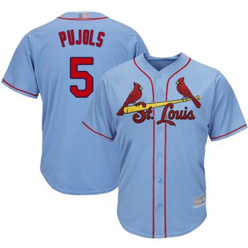 Youth Cardinals #5 Albert Pujols Light Blue Cool Base Stitched Youth Baseball Jersey