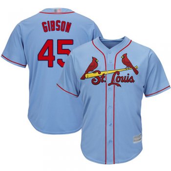 Youth Cardinals #45 Bob Gibson Light Blue Cool Base Stitched Youth Baseball Jersey