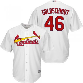 Youth Cardinals #46 Paul Goldschmidt White Cool Base Stitched Youth Baseball Jersey