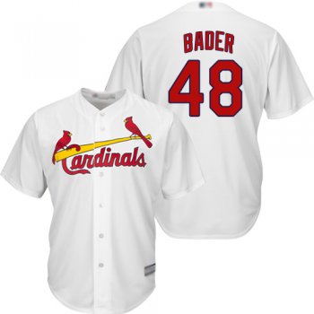 Youth Cardinals #48 Harrison Bader White Cool Base Stitched Youth Baseball Jersey