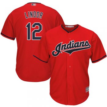 Youth Indians #12 Francisco Lindor Red Stitched Youth Baseball Jersey