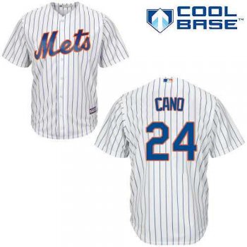 Youth Mets #24 Robinson Cano White(Blue Strip) Cool Base Stitched Youth Baseball Jersey