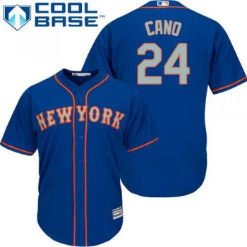 Youth Mets #24 Robinson Cano Blue(Grey NO.) Cool Base Stitched Youth Baseball Jersey