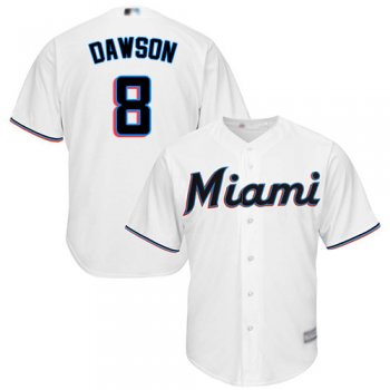 Youth Marlins #8 Andre Dawson White Cool Base Stitched Youth Baseball Jersey