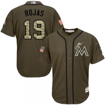 Youth Marlins #19 Miguel Rojas Green Salute to Service Stitched Youth Baseball Jersey