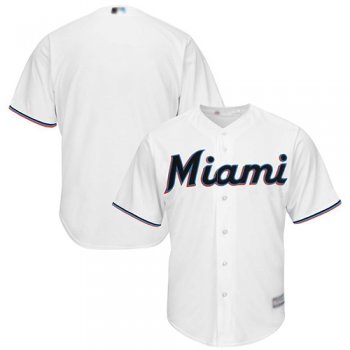 Youth Marlins Blank White Cool Base Stitched Youth Baseball Jersey