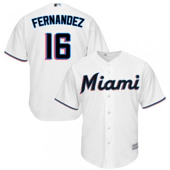 Youth Marlins #16 Jose Fernandez White Cool Base Stitched Youth Baseball Jersey