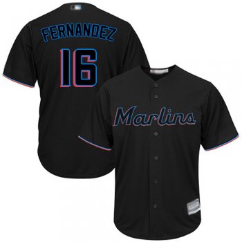 Youth Marlins #16 Jose Fernandez Black Cool Base Stitched Youth Baseball Jersey