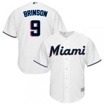 Youth Marlins #9 Lewis Brinson White Cool Base Stitched Youth Baseball Jersey