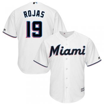 Youth Marlins #19 Miguel Rojas White Cool Base Stitched Youth Baseball Jersey