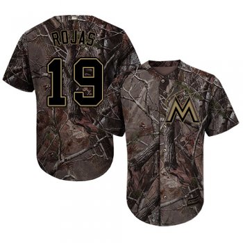 Youth Marlins #19 Miguel Rojas Camo Realtree Collection Cool Base Stitched Youth Baseball Jersey