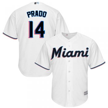 Youth Marlins #14 Martin Prado White Cool Base Stitched Youth Baseball Jersey