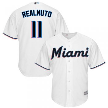 Youth Marlins #11 JT Realmuto White Cool Base Stitched Youth Baseball Jersey