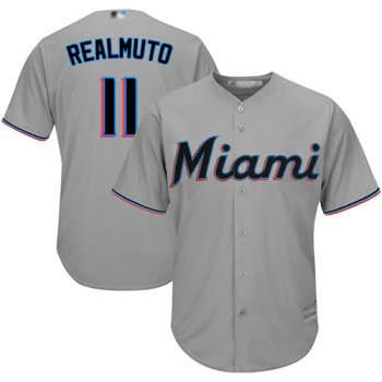 Youth Marlins #11 JT Realmuto Grey Cool Base Stitched Youth Baseball Jersey