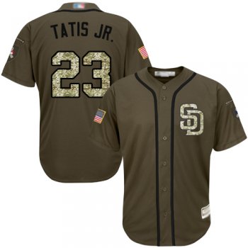 Youth Padres #23 Fernando Tatis Jr. Green Salute to Service Stitched Youth Baseball Jersey