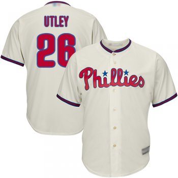 Youth Phillies #26 Chase Utley Stitched Cream Youth Baseball Jersey