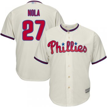 Youth Phillies #27 Aaron Nola Cream Cool Base Stitched Youth Baseball Jersey