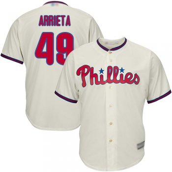 Youth Phillies #49 Jake Arrieta Cream Cool Base Stitched Youth Baseball Jersey