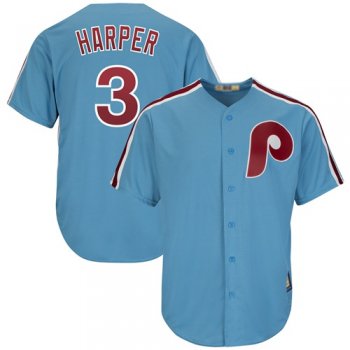 Youth Phillies #3 Bryce Harper Light Blue Cool Base Cooperstown Stitched Youth Baseball Jersey