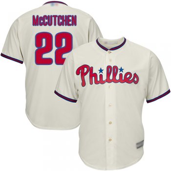 Youth Phillies #22 Andrew McCutchen Cream Cool Base Stitched Youth Baseball Jersey