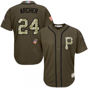 Youth Pirates #24 Chris Archer Green Salute to Service Stitched Youth Baseball Jersey