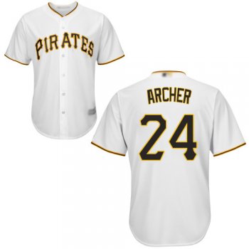 Youth Pirates #24 Chris Archer White Cool Base Stitched Youth Baseball Jersey