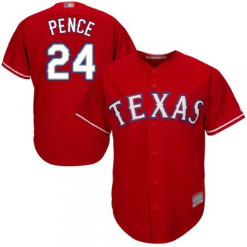 Youth Rangers #24 Hunter Pence Red Cool Base Stitched Youth Baseball Jersey