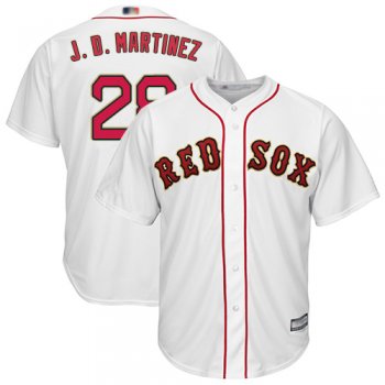 Youth Red Sox #28 J. D. Martinez White 2019 Gold Program Cool Base Stitched Youth Baseball Jersey