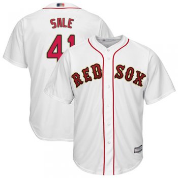 Youth Red Sox #41 Chris Sale White 2019 Gold Program Cool Base Stitched Youth Baseball Jersey