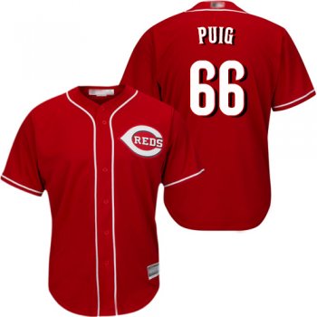 Youth Reds #66 Yasiel Puig Red Cool Base Stitched Youth Baseball Jersey