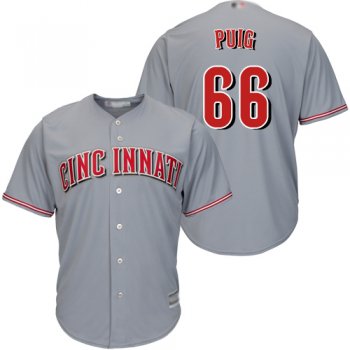 Youth Reds #66 Yasiel Puig Grey Cool Base Stitched Youth Baseball Jersey