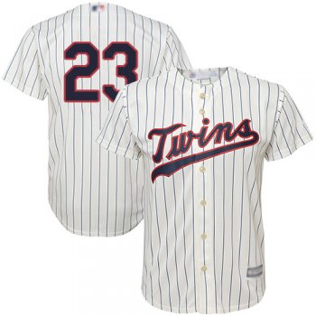 Youth Twins #23 Nelson Cruz Cream Strip Cool Base Stitched Youth Baseball Jersey