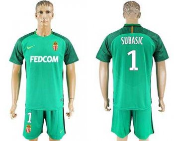 Monaco #1 Subasic Green Goalkeeper Soccer Club Jersey