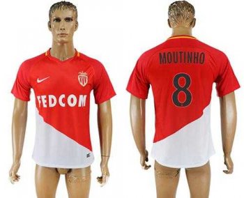 Monaco #8 Moutinho Home Soccer Club Jersey