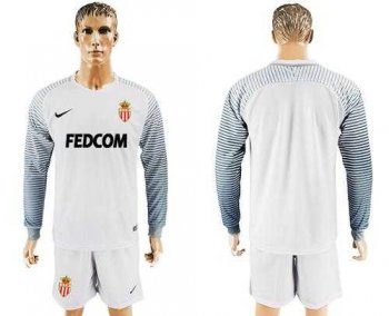 Monaco Blank White Goalkeeper Long Sleeves Soccer Club Jersey