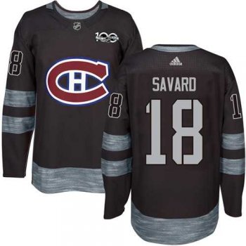 Montreal Canadiens #18 Serge Savard Black 1917-2017 100th Anniversary Stitched NHL Jersey