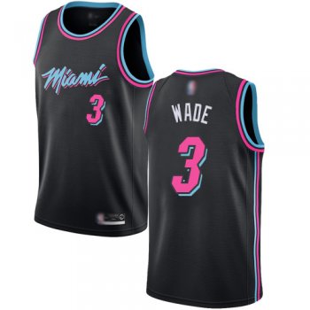 Youth Heat #3 Dwyane Wade Black Youth Basketball Swingman City Edition 2018/19 Jersey