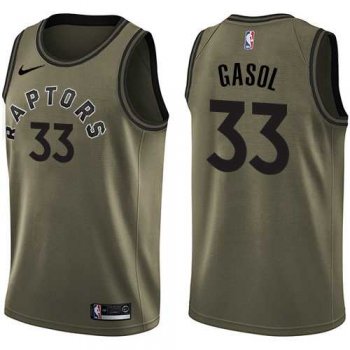 Youth Nike Raptors #33 Marc Gasol Green Salute to Service Youth NBA Swingman Jersey